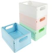 Plastic Crates for Storage Desktop Container Cosmetics Box Toy Kids Basket Office Student 4 Pcs