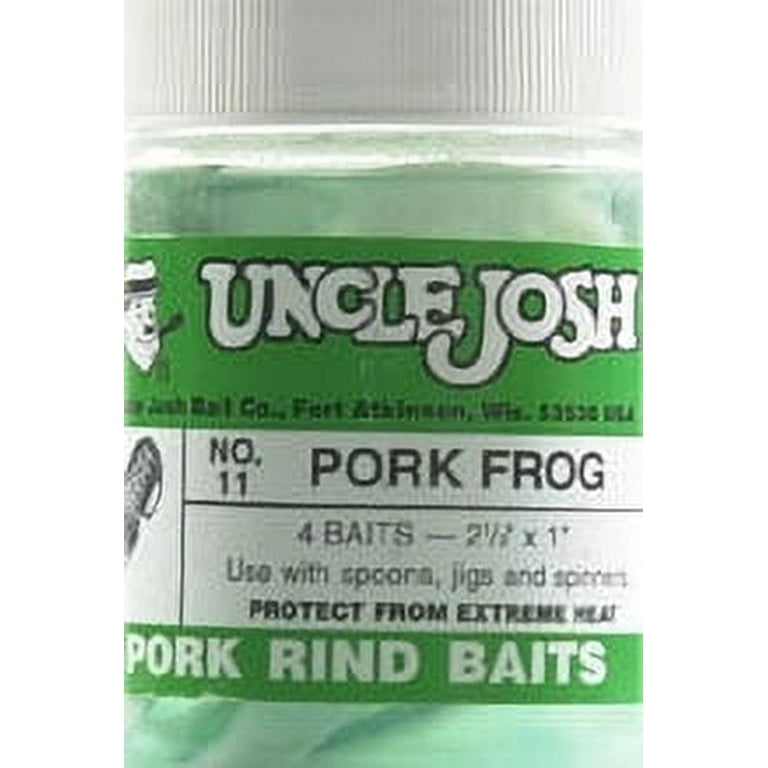 Uncle Josh Bait Company Jig Head Fishing Lure Pork Trailers- Frog Pattern,  Green 3PK