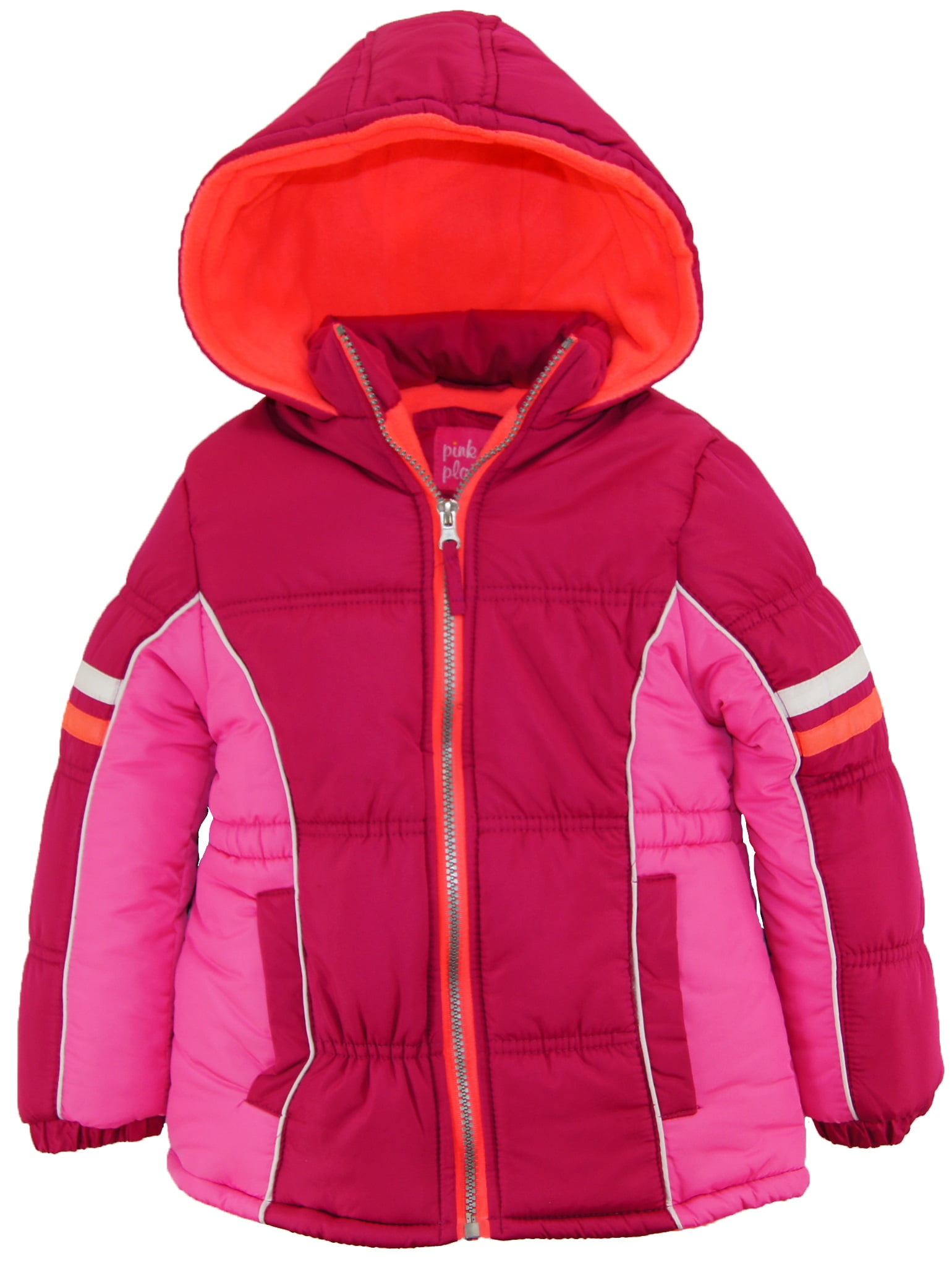 pink platinum girls colorblock active polar fleece lined winter coat