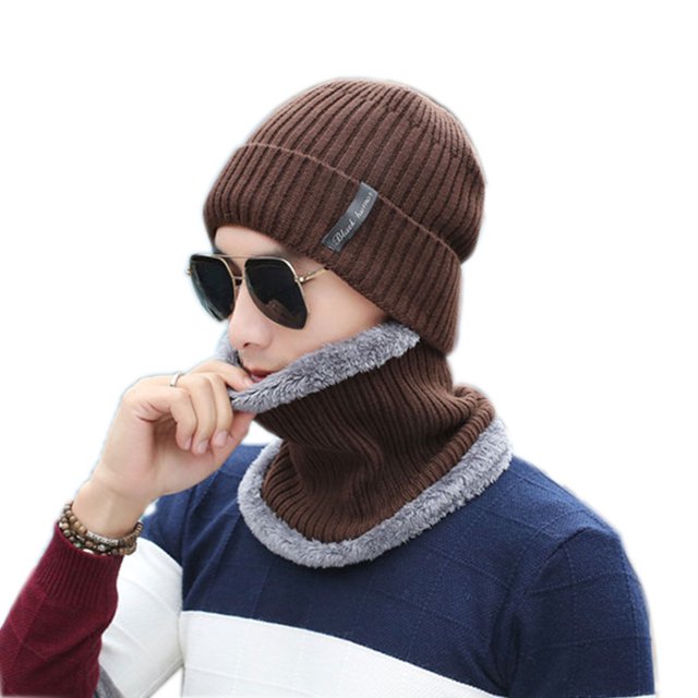 Guardurnaity Gorro de lana Coral Unisex para hombre y mujer, gorro de lana, conjunto de bufanda, gorro de punto trenzado, terciopelo cálido, Sombreros