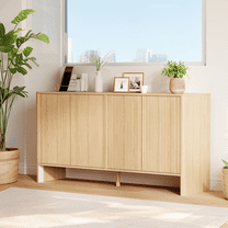 Luku 58" Modern Fluted Sideboard Buffet Cabinet, Farmhouse Buffet Storage Cabinet, Wood Coffee Bar for Kitchen, Dining Room, Living Room