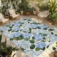 thumbnail image 2 of Outdoor Rug 3x5 ft Blue Hydrangea Floral Outdoor Large Area Rug Non Slip Rubber Watercolor Flowers Front Door Mat RV Rug Camping Carpet Patio Outdoor Rugs for Backyard Balcony Deck Porch Indoor, 2 of 9