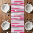 thumbnail image 6 of Pink Gray Stripes Table Runner - 70 Inch Long, Kitchen Dining Table Runner Dresser Scarves, Watercolor Modern Abstract Minimalist Farmhouse Decor for Coffee Tables Wedding Party Banquet, 6 of 8