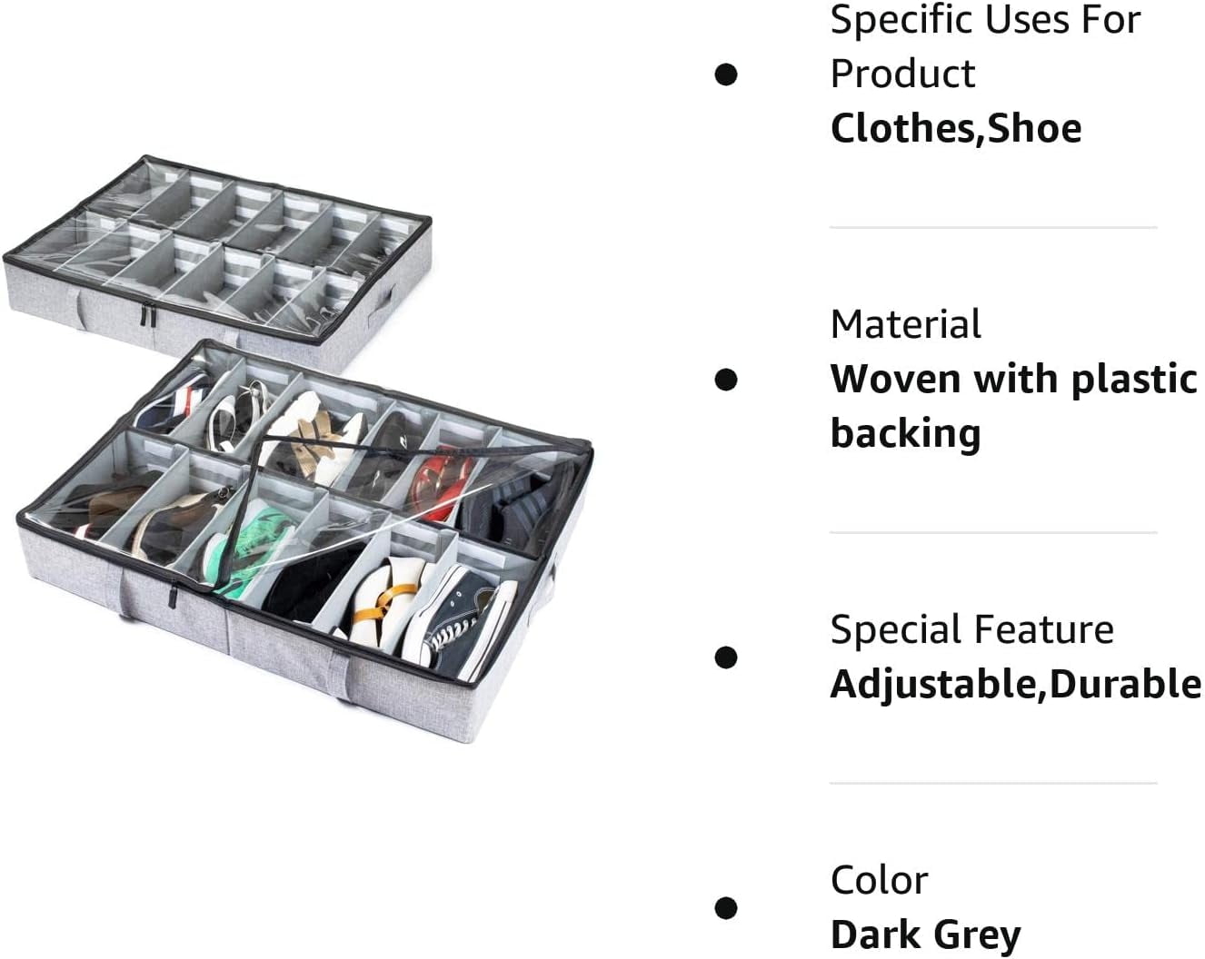 Storagelab under bed shoe storage organizer adjustable dividers set of 2 hotsell