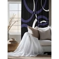 thumbnail image 4 of Sheer Curtains 63 Inch Length, Blue Geometric Semi Sheer Curtains Light Filtering Window Treatment, Contemporary White Abstract Lines Black Privacy Voile Drapes for Living Room Bedroom 52x63 Inch, 4 of 7