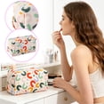 thumbnail image 5 of Large Makeup Bag for Women, Floral Cosmetic Pouch with Bow Detail, Travel Toiletry Bag for Skincare & Beauty Essentials, Zippered Organizer for Vanity & Bathroom Countertop, 5 of 5
