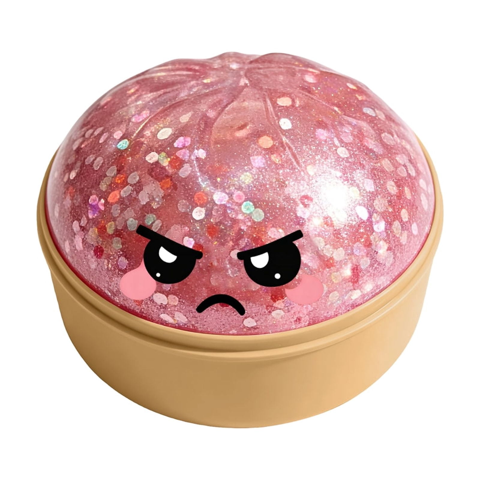 Glitter Colorful Dumpling Squishy, Cute Squishy Dumpling Large with Steamer, Squishy Dumpling Doll with Cute Expressions, Silicone Bun Sensory Fidget Dolls, Hand Pinching Decompression Dolls