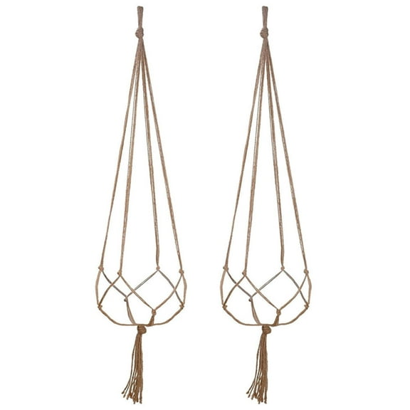 HEMOTON 2 Pcs Macrame Jute Flower Pot Hanger Hand Knitting Plant Hanging Basket