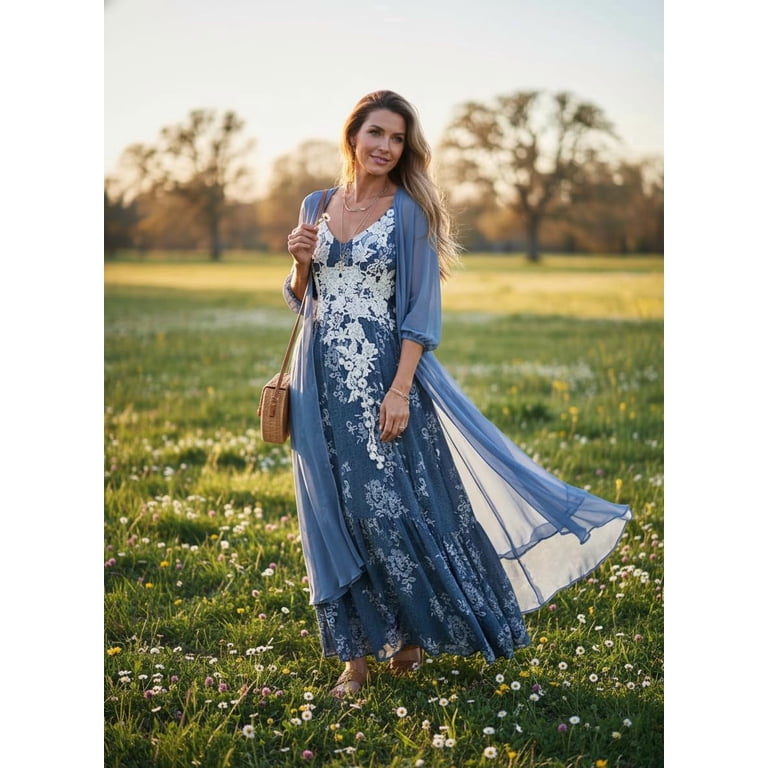 flowy chiffon wedding guest dress Ever-Pretty Inclusive Plus Size Chiffon Empire Waist Mother of the Bride Dress