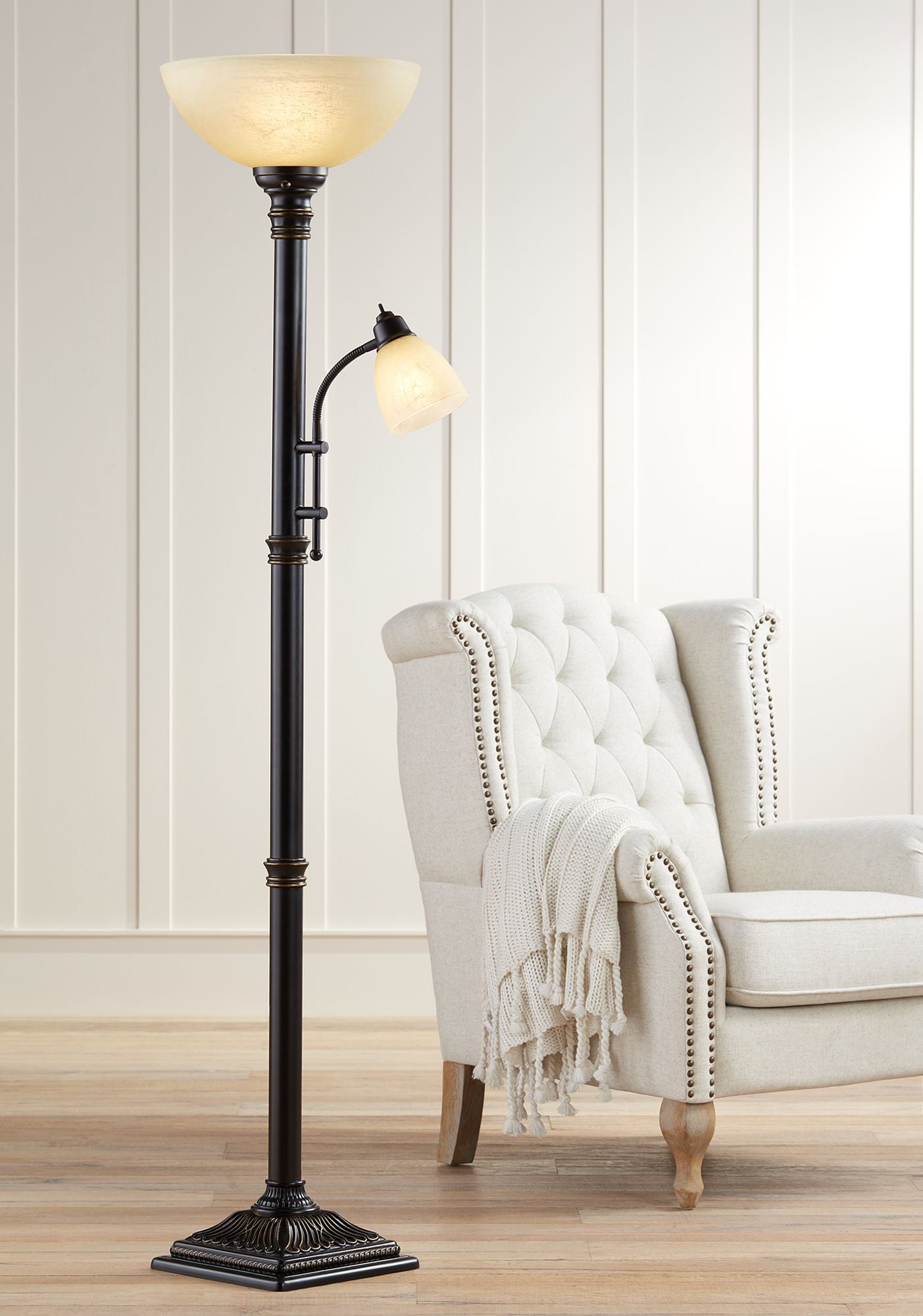 Regency Hill Traditional Torchiere Floor Lamp 2 Light 72 5 quot Tall Oiled 