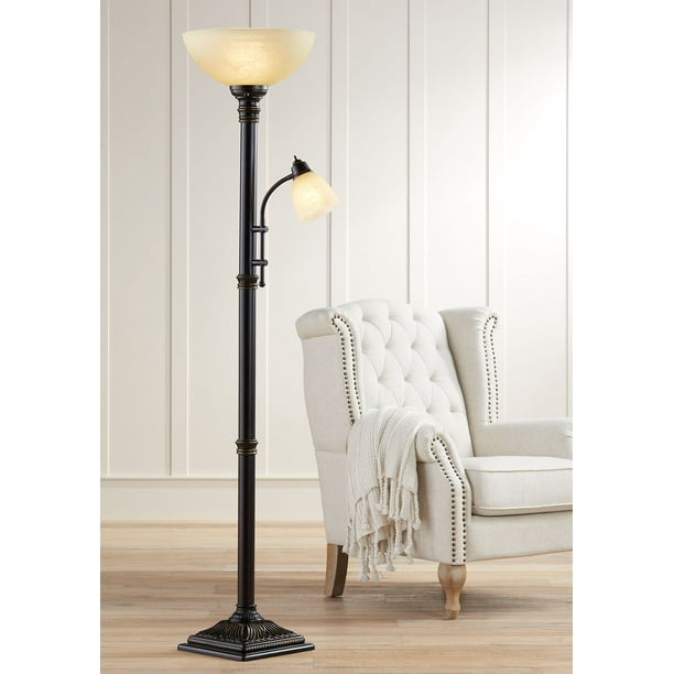 Traditional Torchiere Floor Lamp, Ellery Brushed Steel Tree Torchiere 3 Light Floor Lamp