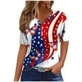 thumbnail image 2 of Cavosen Red White and Blue Shirts for Women Petite Patriotic Short Sleeve V-Neck Tops American Flag Print T Shirts Lady XL Independence Day Casual Tops 4th of July Tunic Tees 2025 Patriotic Clothes, 2 of 5