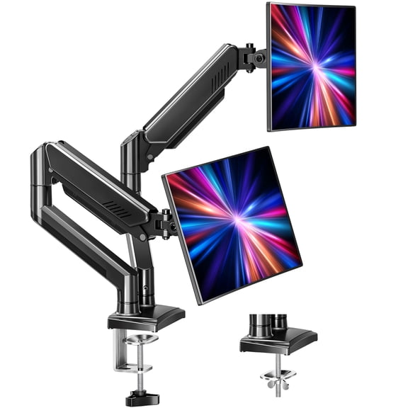 MOUNT PRO Dual Monitor Stand for 13- 32 inch, 4.4-19.8 lbs Screens, Dual Monitor Desk Mount Height Adjustable, Monitor Arms for 2 Monitors, Home Office VESA Mounts with Gas Spring