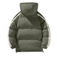 thumbnail image 3 of ZCFZJW Men's Down Jackets Winter Heavyweight Drawstring Hooded Puffer Jacket Solid Zipper Coat Quilted Lined Oversized Long Sleeve Padded Jacket with Pockets Army Green XXXL, 3 of 3