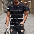 thumbnail image 2 of KBODIU Men Casual Round Neck Stripe Print Tees Workout Short Sleeve T-Shirt, 2 of 5