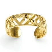 14K Yellow Gold Diamond-cut X & Heart Toe Ring
