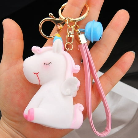 Hook Key Holder Horse AkoaDa Cartoon Soft PVC Unicorn Keychain Rubber Anime Cute Animal Horse Key Chain Key Ring Kids Toy Pendant Key Holder Trinket Gift ()