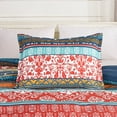 thumbnail image 4 of Chezmoi Collection Amara 3-Piece Boho Stripe Full Comforter Set, Floral Colorful Bohemian Printed Microfiber Lightweight Bedding Set, 4 of 10
