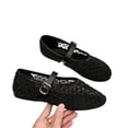 thumbnail image 4 of LTTVQM Womens Mary Jane Shoes Mesh Pointed Toe Slip on Double Strap Elegant Ballet Flats Comfortable Breathable Arch Support Dance Flat Shoes Black 43(US-10), 4 of 4