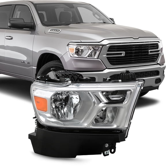 2019-2022 Ram 1500 Halogen w/ Chrome Bezels Headlight Headlamp RH Passenger Side