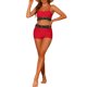 thumbnail image 2 of Conjuntos de bikini de color contrastante para mujer de 2 piezas, traje de baño de cintura alta con escote redondo, talla X-Large, rojo, 2 of 5