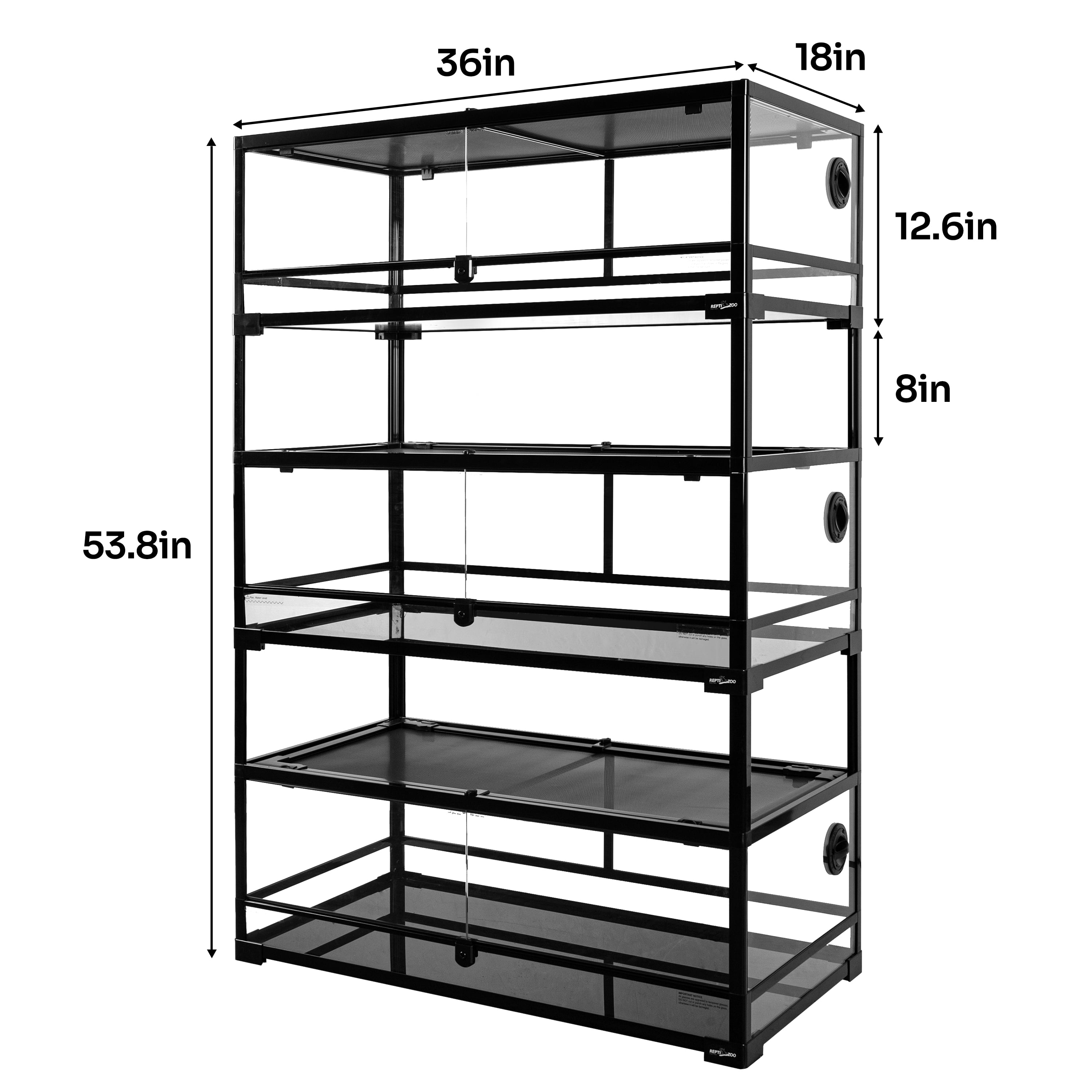 GUZZLO 3-Layer 35 Gallon Full Tempered Glass Reptile Terrarium, Easy Assembly