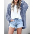 thumbnail image 2 of Women Crochet Cardigan Sweater Kimonos Boho Solid Color Oversized Fall Open Front Outwear  Blue M, 2 of 5