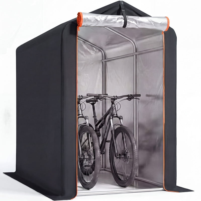 Vineego Outdoor Storage Shed, Waterproof Storage Shelter, Rust-Resistant Galvanized Steel Frame, Wind Resistant Tent with Roll-Up Zipper Door , Outdoor Storage for Bikes, Garden Tools Black