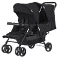 thumbnail image 1 of VEVOR Cochecito doble, cochecito doble ligero y plegable con asiento en tándem, respaldo/reposapiés ajustable, arnés de seguridad envolvente, cesta de almacenamiento y bandeja, para recién nacidos y n, 1 of 5
