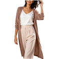 thumbnail image 2 of Gealkoca Solid Color Open Front Maxi Long Cardigan Sweater for Women Lightweight Long Sleeve Cardigan Oversized Long Coat Trendy, 2 of 8