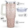 thumbnail image 3 of Pink Leopard Print Gradient 40 Oz Tumbler with Handle Lid and Straw, Stainless Steel Double Walled Vacuum Insulated Cup, Cute Birthday Gifts Tumbler for Women Men Friends, 3 of 7