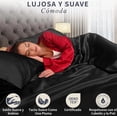 thumbnail image 2 of Juego De Sábanas Matrimonial De Satín Lujosas Modelo Negro, 2 of 4