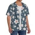 thumbnail image 2 of Rateoe Blue Flower Pattern Men's Short Sleeve Classic Shirt, Casual Short-Sleeved Shirt, Lightweight Summer Shirt, Cuban Collar Shirt,Button-Front Shirt-Medium, 2 of 5