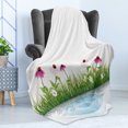 thumbnail image 4 of Flower Soft Flannel Fleece Blanket, Coneflower by the Lake Water Sea Fall Season Hand Drawn Horizontal Hand Drawn Print, Cozy Plush for Indoor and Outdoor Use, 60" x 80", Multicolor, by Ambesonne, 4 of 5