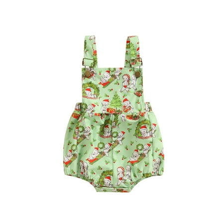 

Bagilaanoe Newborn Baby Girl Christmas Outfits Print Sleeveless Overalls Shorts 6M 12M 18M 24M Infant Casual Corduroy Suspender Rompers