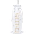thumbnail image 1 of Weddingstar Single Bottle Christmas Drawstring Wine Tote Bag - Cheers, 1 of 3