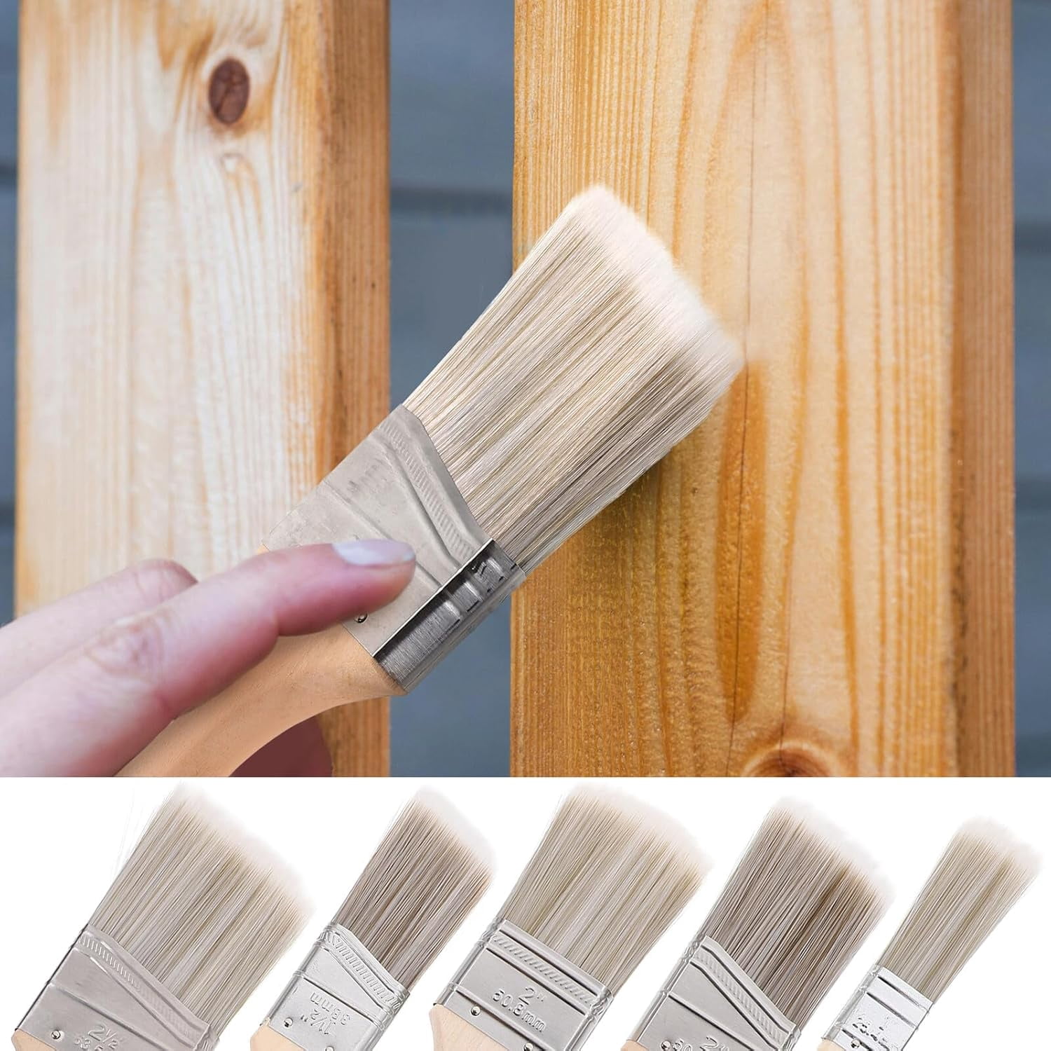 5pcs Paint Brush Set, Angled Oil Paint Brushes with Wooden Handle for Wall Furniture DIY(XX)