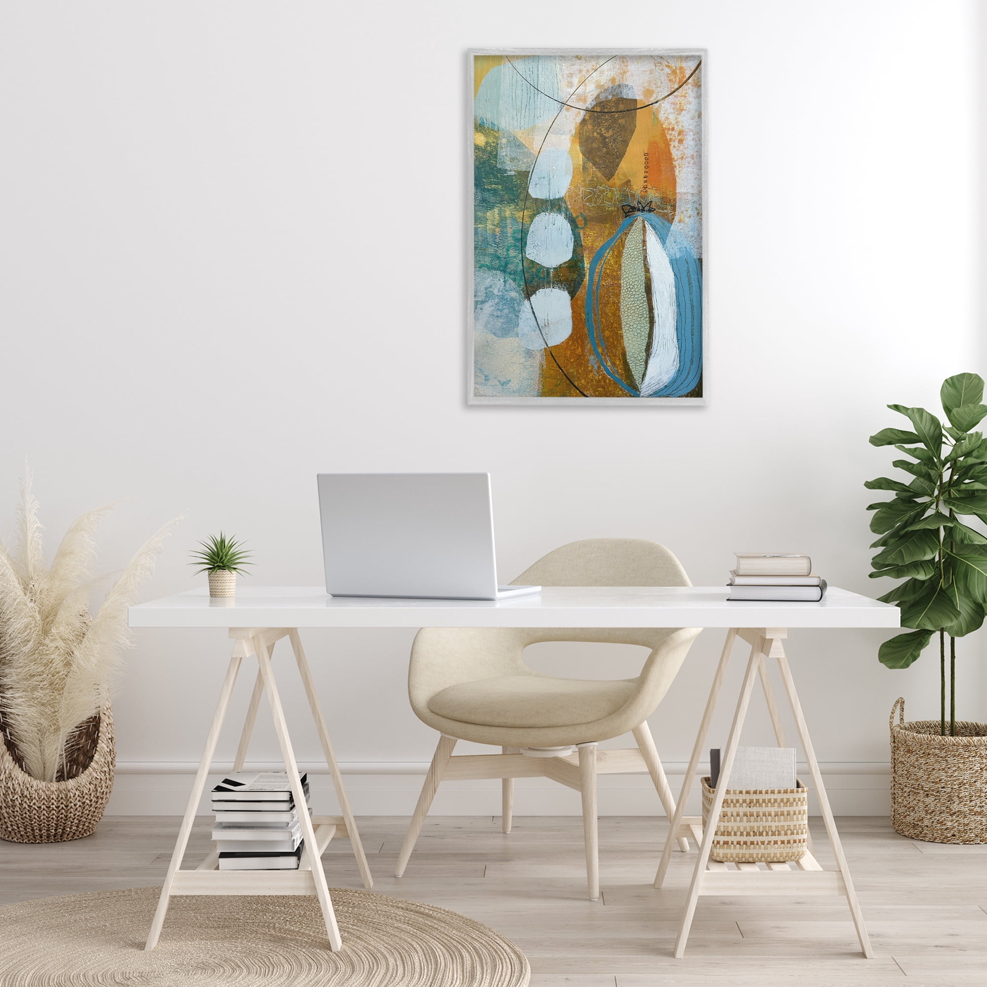 Stupell Industries Expressive Distressed Abstract Abstract Painting Gray Framed Art Print Wall Art, 20 x 30