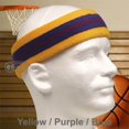 thumbnail image 3 of Couver Unisex Terry Striped Basketball Headband Sweatband, Yellow/Purple/Blue, 3 Pieces, 3 of 7
