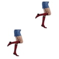 thumbnail image 4 of Minnieouse Calcetines altos a rayas Día de San Valentín para diario Fiesta de Halloween Raya roja 2piezas Raya roja Minnieouse CBP394820, 4 of 5