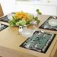 thumbnail image 4 of Ambesonne Zombie Place Mats Set of 4, Retro Skulls Ghost, Standard Size, Jade Green Salmon Black, 4 of 6