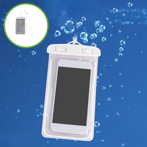 CxhicLuv Transparent Phone Waterproof Pouch, 8.9×4.3 Inch, IPX8, Fluorescent, Touch-Friendly, Ideal for Swimming, Rafting, PVC & Sealable, Suitable for Phone Users, Water Sports Enthusiasts, White