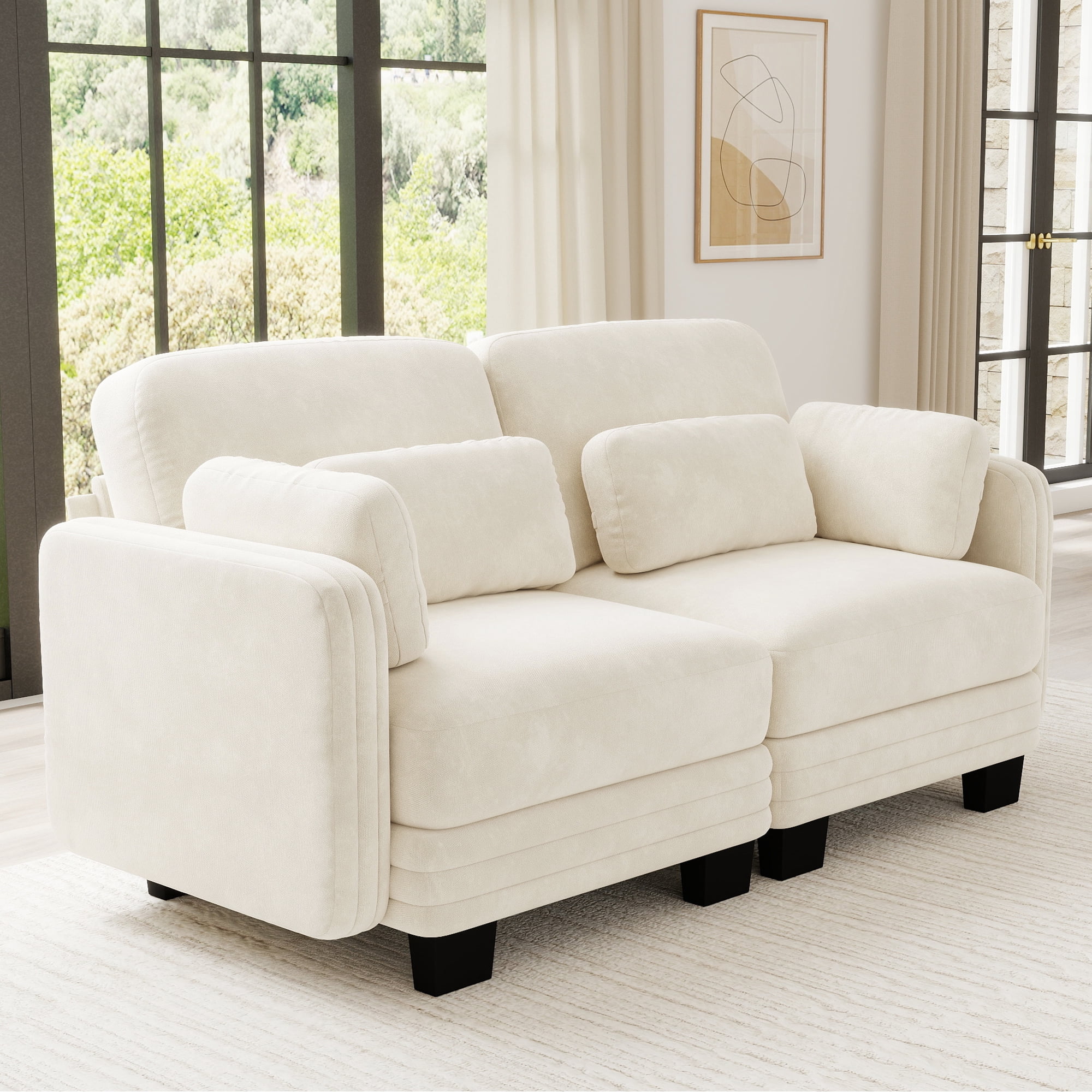 70" Modern Modular 2 Seater Loveseat Sofa Couch with 4 Pillows