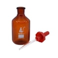thumbnail image 2 of Dropping Bottle, 125ml (4.2oz) - Amber Borosilicate 3.3 Glass - Eye Dropper Pipette and Dust Proof Rubber Bulb - Octagonal, Non-screw Top - Eisco Labs, 2 of 3
