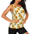 thumbnail image 2 of Bixox Women's Light Green Plaid Sunflower Printed Sleeveless Fitness Workout Running Quick-Dry Tank Top, 2 of 5