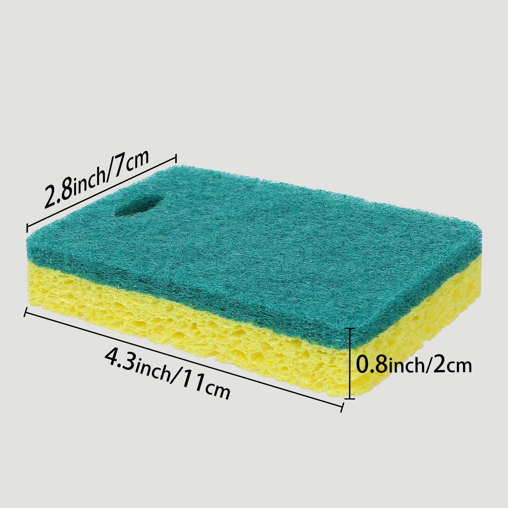 Unique Bargains 6 Pack Scrub Sponge Bulk Sponges Dual-Sided Cleaning Sponges Green Yellow