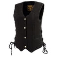 thumbnail image 5 of Milwaukee Leather MDL4001 Women's Black Denim Motorcycle Vest with Side Lace and 4 Snap Front 2X-Large, 5 of 6
