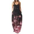 thumbnail image 1 of Robe Décontractée pour Femmes Été Sans Manches Grande Taille Longue Robe Maxi avec Poches Imprimé Floral Ample Robe de Plage Robe Bohème, 1 of 4