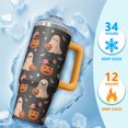 thumbnail image 4 of Halloween Tumbler 30 oz with Handle and Straw Pumpkin Skeleton Ghost Tumbler Halloween Birthday Gifts Insulated Mug, 4 of 5