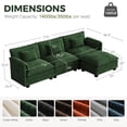 thumbnail image 3 of JULY'S SONG 113" L Shaped Couch Set, Deep Seat Modular Sectional Sofa with Movable Ottoman, Plush Couches and Sofas Detachable Cushions, Chenille Sectionals for Living Room, Green, 3 of 12